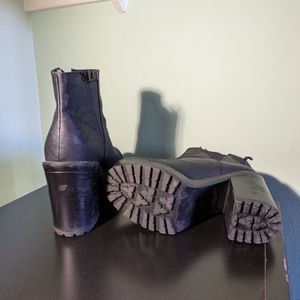 Black Chunky Heel Ankle Boots